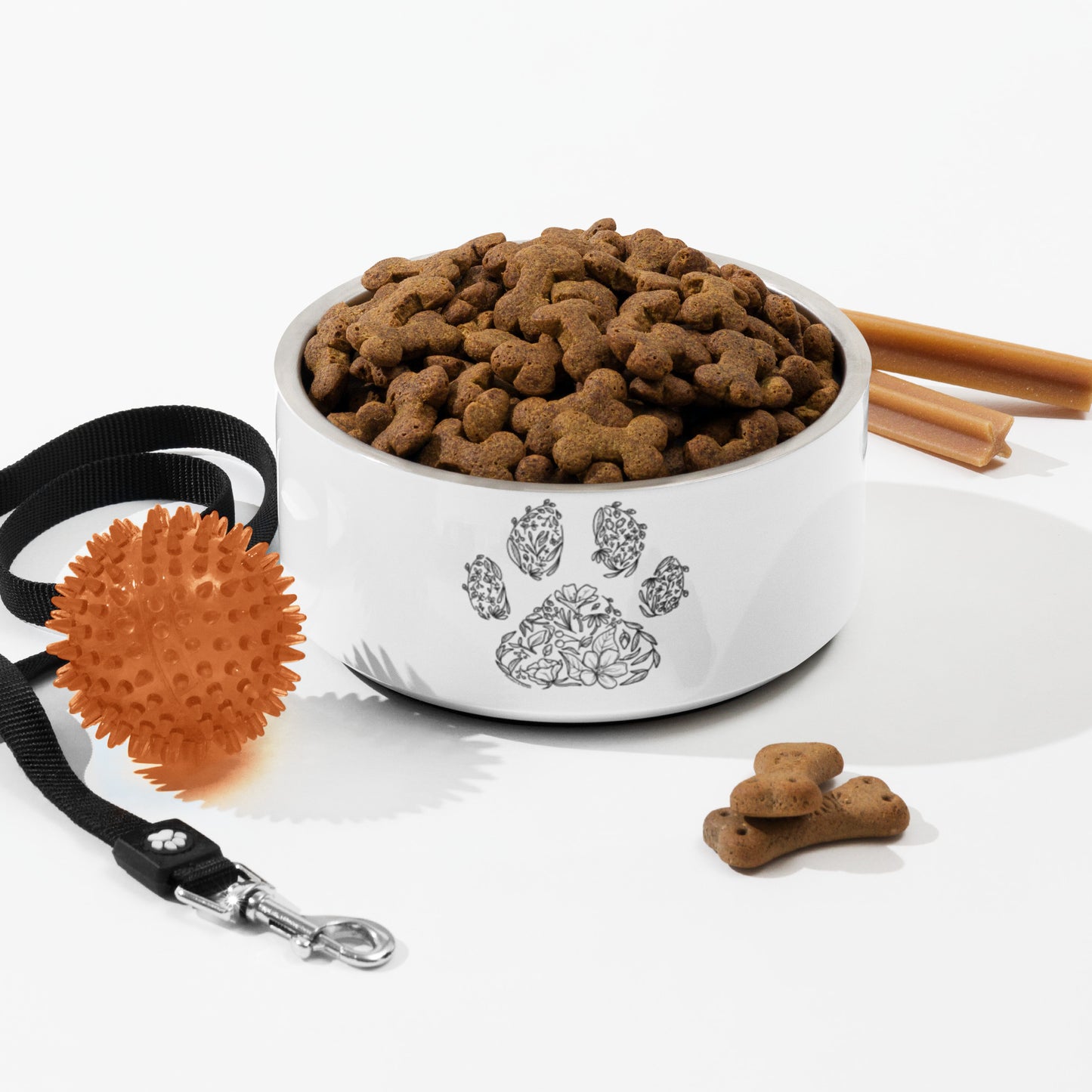 Floral Paw Print Dog Bowl