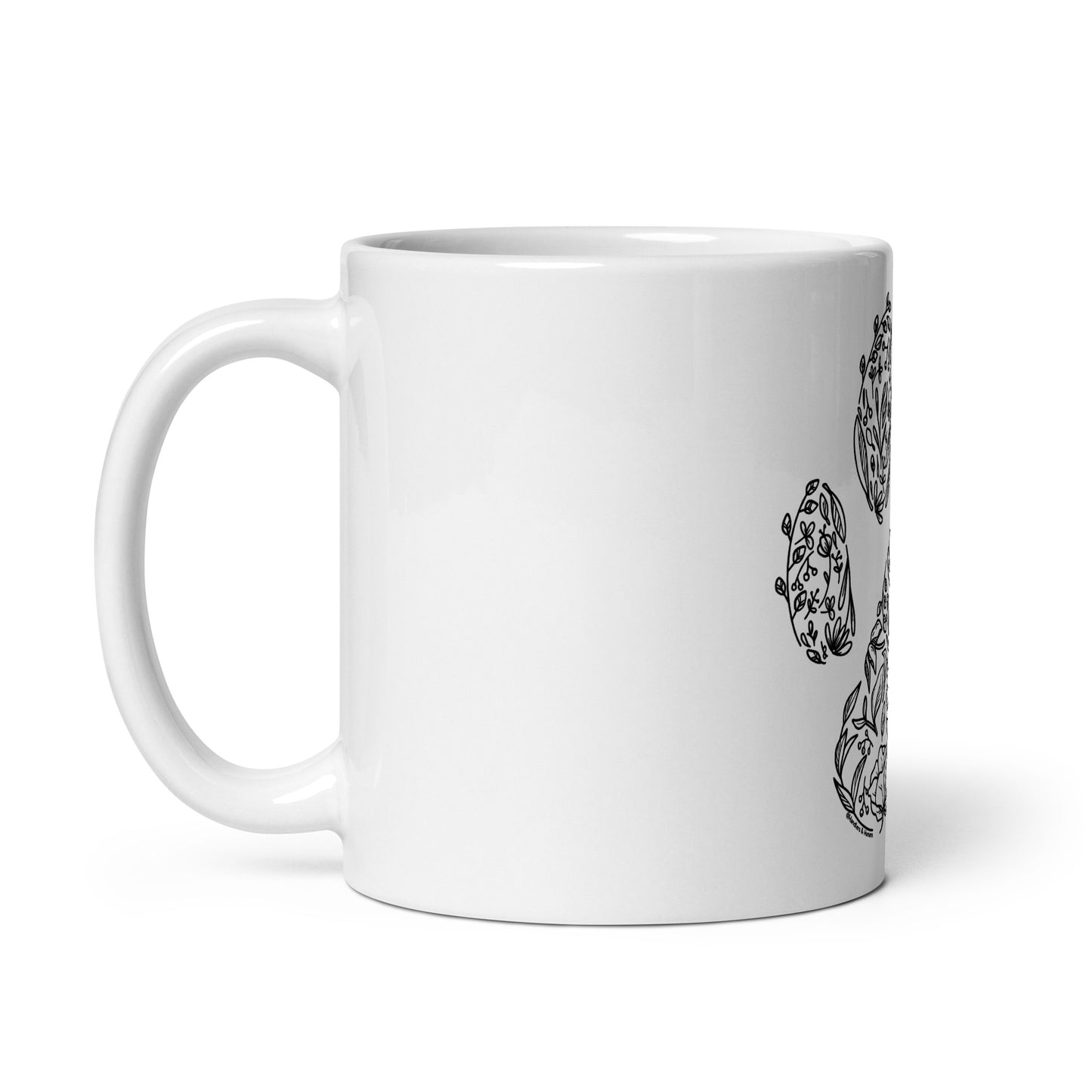 Floral Paw Print Ceramic Mug