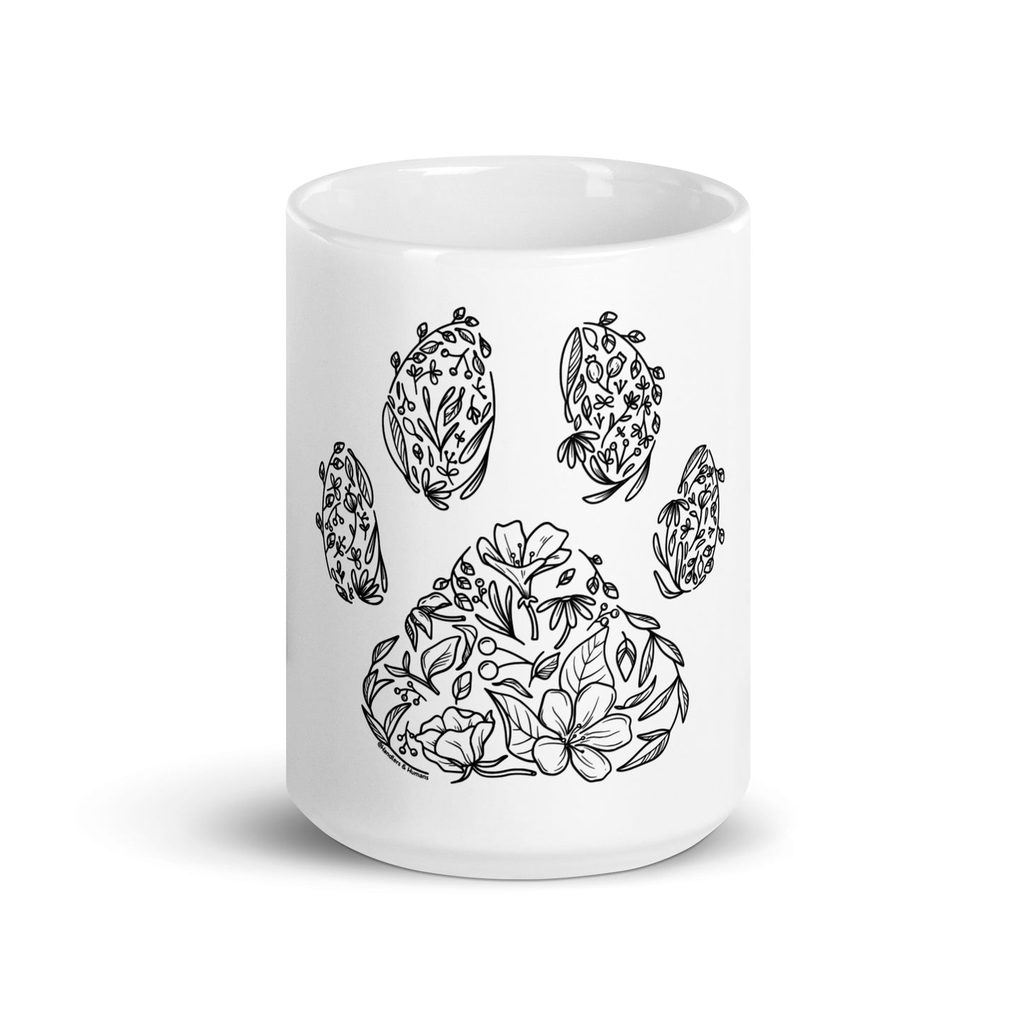 Floral Paw Print Ceramic Mug