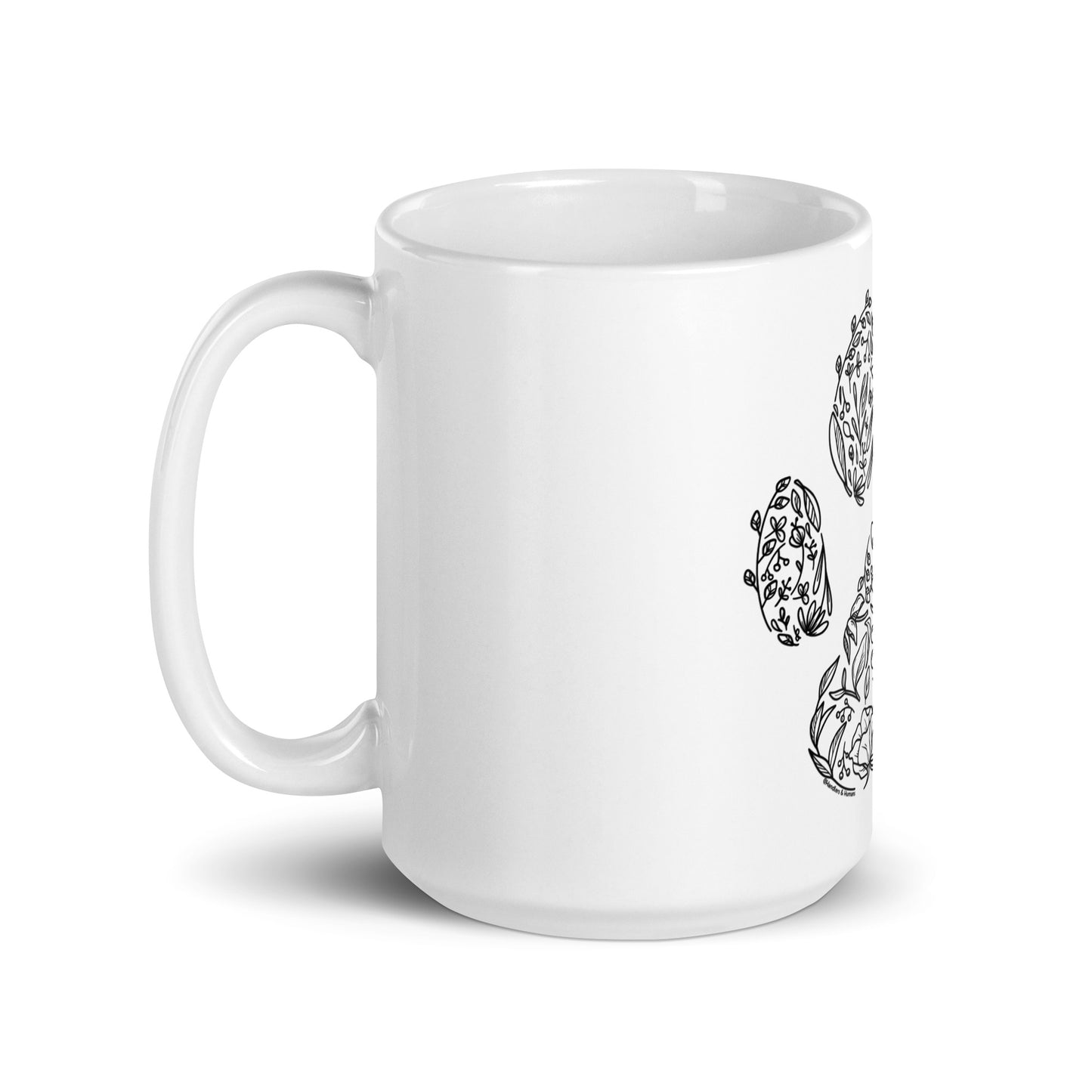 Floral Paw Print Ceramic Mug