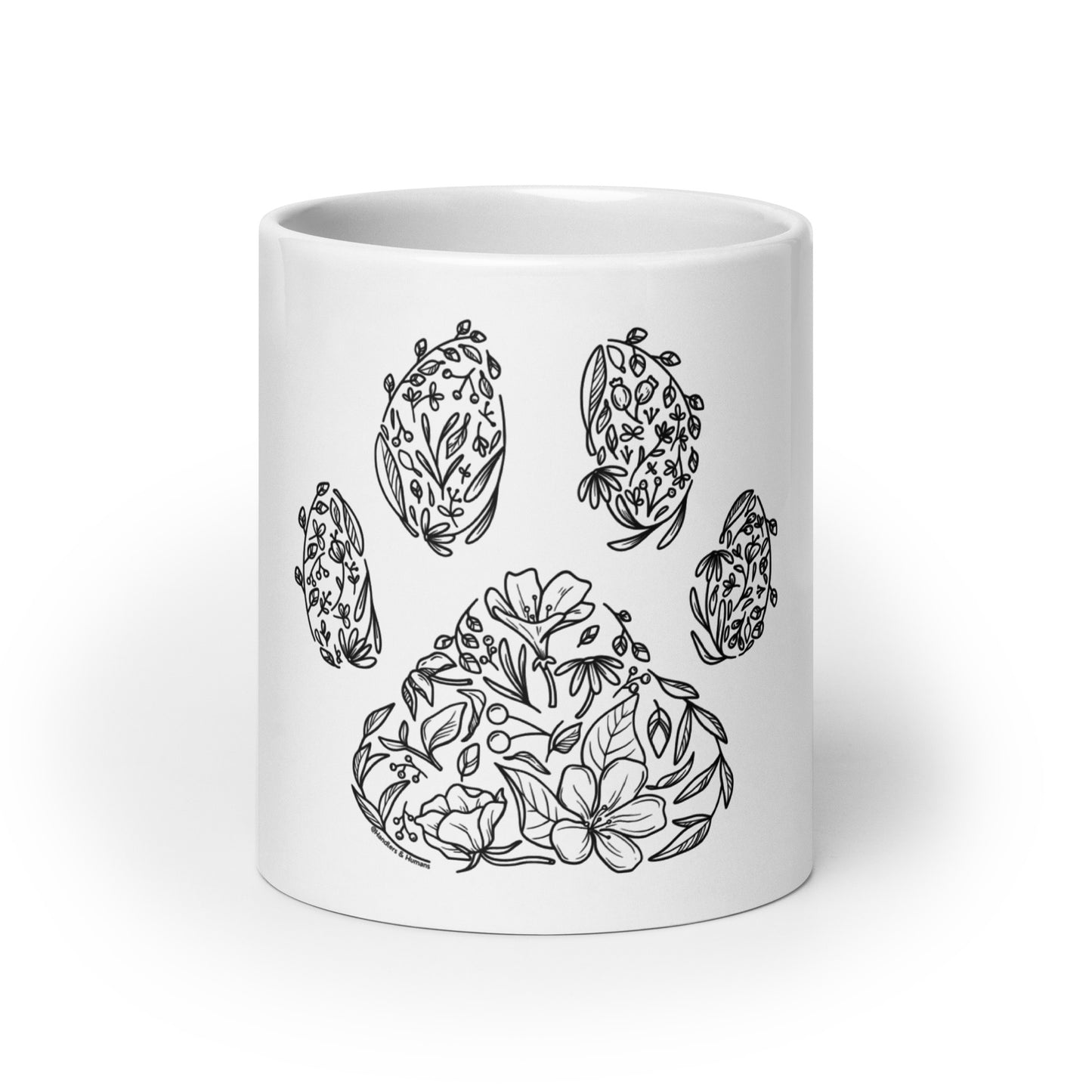 Floral Paw Print Ceramic Mug