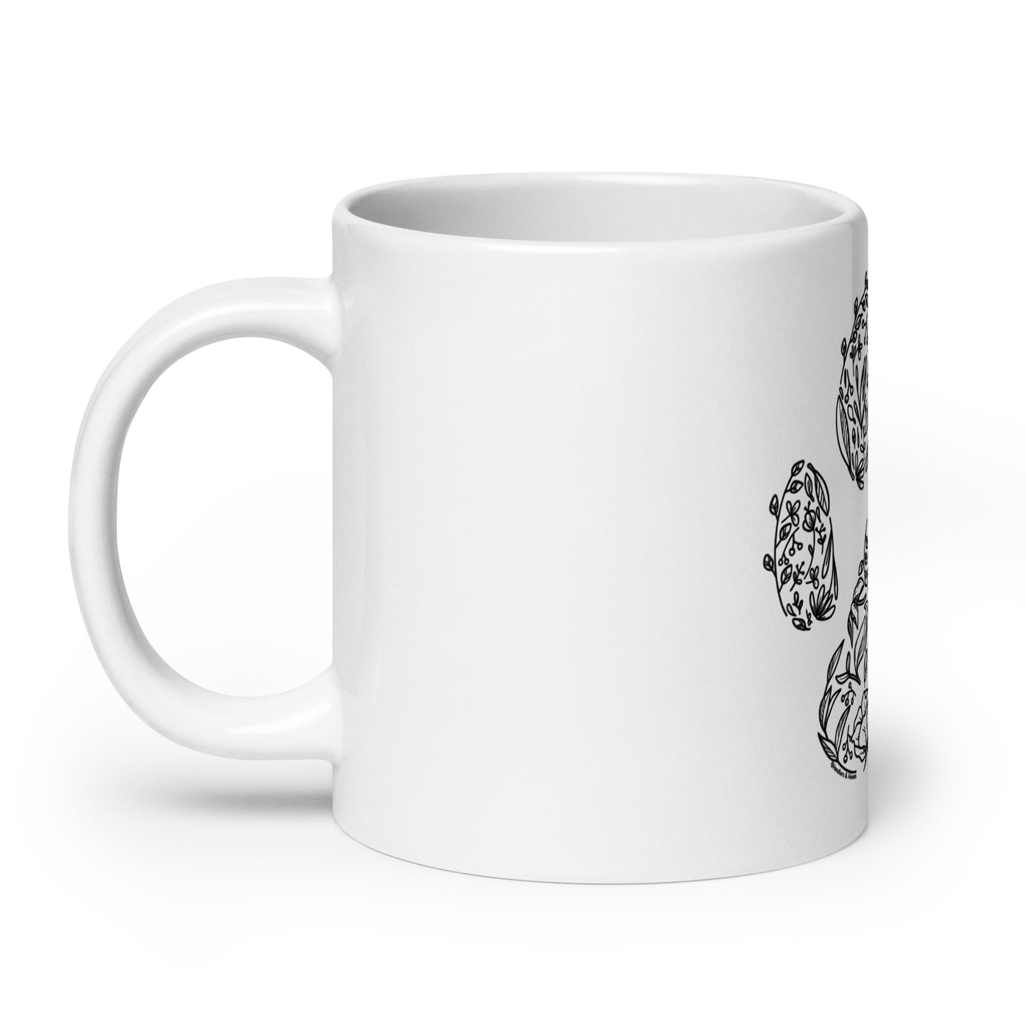 Floral Paw Print Ceramic Mug