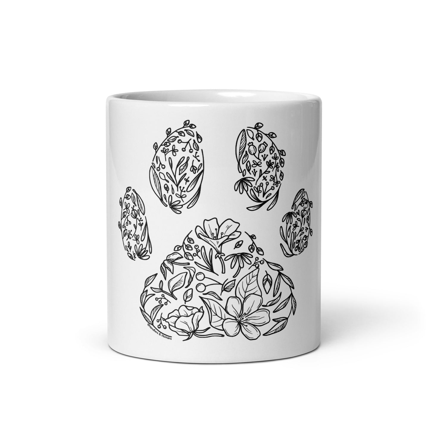 Floral Paw Print Ceramic Mug